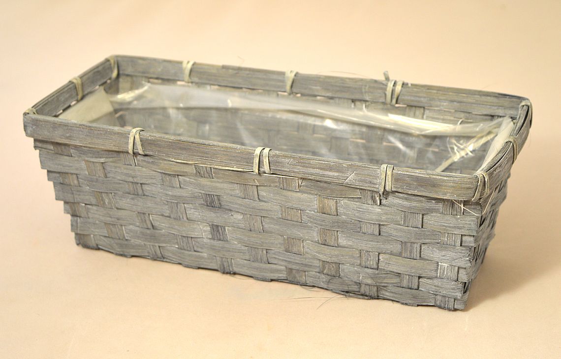 Truhlík bambus hranatý 30x12cm šedý