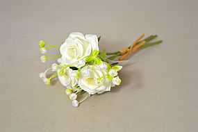 Mini bouquet růže a gypsofila 20cm bílý