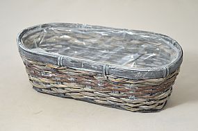 Truhlík bambus/tráva ovál 30x12cm šedý